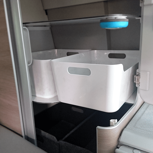 Heckschrank mit Ikea Boxen